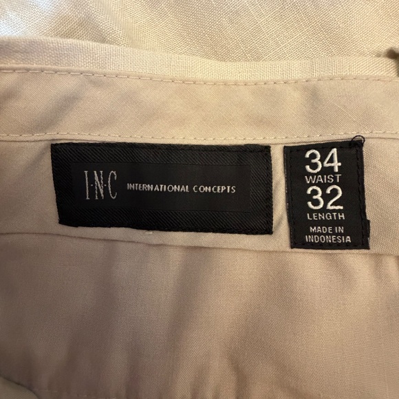 Inc International Concepts Men's Cream Linen Blend Pants, Size 34x32 - Picture 10 of 10